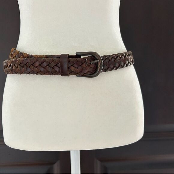 Men's Brown Multigrain Argentina Cowhide Braided Leather Belt Two Toned Size 44 - Picture 2 of 11